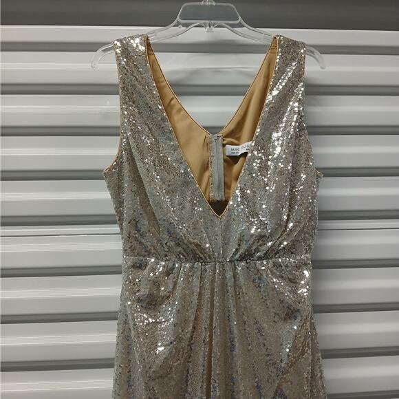 Mac Duggal Formal Evening Gown Womens Plus 16W Silver Maxi Dress Wedding Party - Picture 6 of 12